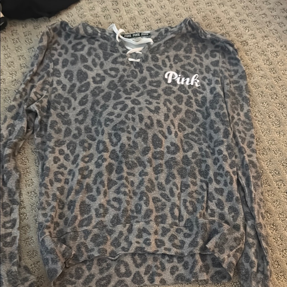 Pink Leopard Print Long Sleeve Top